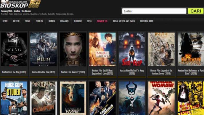 Situs yang mirip dengan IndoXXI yang baru saja muncul, menyediakan streaming film baru secara gratis. (Sumber: Yandex)